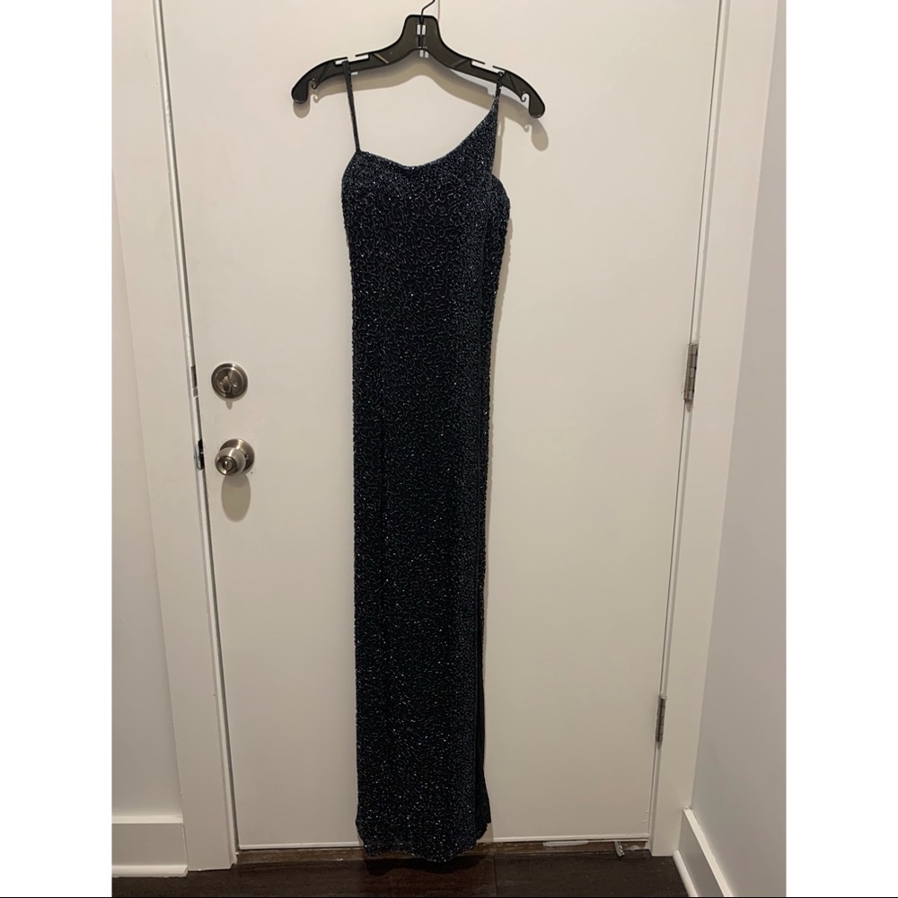 Black Beaded Low Back Gown